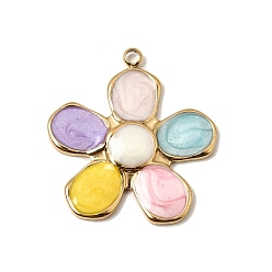 Цветок 304 нержавеющей стальной эмали подвески, золотые, цветок, 26.5x24x2.5 мм, отверстие : 1.8 мм