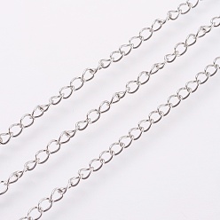 Нержавеющая Сталь Цвет Устойчивые к потускнению 304 цепи из нержавеющей стали, пайки, с катушкой, цвет нержавеющей стали, 3.5x2.5x1 мм, около 32.8 футов (10 м) / рулон