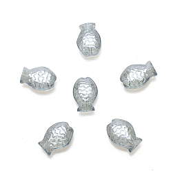 Серебро Прозрачные стеклянные бусины, рыба, серебряные, 10x14 мм, отверстие : 1.2 мм