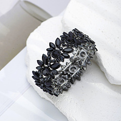 Реактивный Самолет Браслеты из сплава со стразами для женщин, цветок, металлический черный , струя, внутренний диаметр: 2 дюйм (5 см)