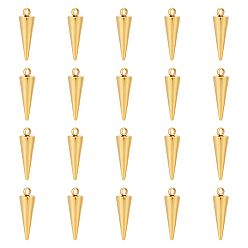 Золотой 20 шт. 304 подвески из нержавеющей стали, шип / конус, золотые, 18x5 мм, отверстие : 2 мм