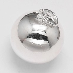 Silver Round 925 Sterling Silver Pendants, Silver, 20mm, Hole: 5mm, ring: 7mm