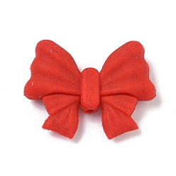 Красный Силиконовые бусины, бантом, фокусные бусы, красные, 35x27x10 мм, отверстие : 2.1 мм