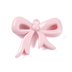 Pink Подвески из непрозрачного акрила, окрашенные распылением, бантом, розовые, 40.5x49x11.5 мм, отверстие : 3.5 мм
