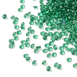 Green Cubic Zirconia Cabochons, Faceted Diamond, Green, 1.5x1mm