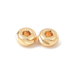 Настоящее золото 18K Латунные бусины, плоско-круглые, реальный 18 k позолоченный, 4x2 мм, отверстие : 1.4 мм