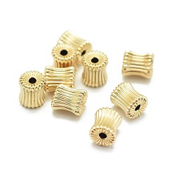 Real Gold Filled Yellow Gold Filled Corrugated Beads, 1/20 14K Gold Filled, Cadmium Free & Nickel Free & Lead Free, Barrel, 6x5.3mm, Hole: 1.5mm