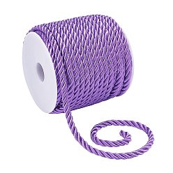 Púrpura 3 -Cordón trenzado de poliéster, cuerda retorcida, para hallazgos de joyería de cordón de bricolaje, púrpura, 5 mm, sobre 18 m / rollo