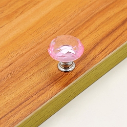 Pink Transparent Glass Cabinet Door Knobs, Kitchen Drawer Pulls Cabinet Handles, Diamond, Pink, 30x30mm