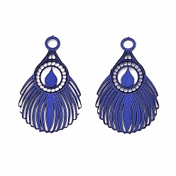 Королевский синий 430 подвеска из нержавеющей стали, окрашенная распылением, филигранные подвески в виде павлиньих перьев, королевский синий, 16.5x10x0.3 мм, отверстие : 1.5 мм