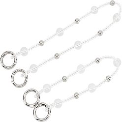 Platinum Acrylic Bag Handles, with  Zinc Alloy Spring Gate Rings, for Bag Straps Replacement Accessories, Platinum, 305~403mm, Beads: 4.5mm, 12mm and 8mm, Clasp: 24.5x3.5mm, 17mm Inner Diameter, 2pcs/set