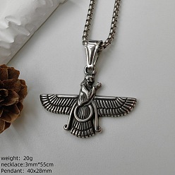 Античное Серебро 304 Женские подвески-ожерелья из нержавеющей стали с символом орла Фарвахар, античное серебро, 21.65 дюйм (55 см)