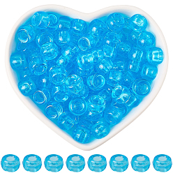 Темно-Голубой 800cs прозрачные пластиковые бусины, баррель, глубокое синее небо, 9x6 мм, отверстие : 3.8 мм