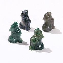 (RRHB277) Кристалл на подкладке из медово-бежевого цвета Резные фигурки волка из натурального индийского агата, для украшения рабочего стола домашнего офиса, 26 мм