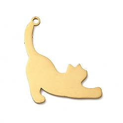 Golden 201 Stainless Steel Pendants, Cat Shape Charms, Golden, 25.5x21x1mm, Hole: 1.5mm