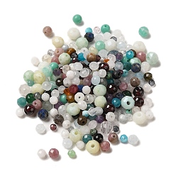 Mixed Stone Natural Mixed Gemstone Beads, Faceted, Round, Mixed Dyed and Undyed, 2~4x2~4mm, Hole: 0.7~1mm, about 20g/bag
