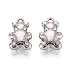 Нержавеющая Сталь Цвет 304 подвески из нержавеющей стали, медведь, цвет нержавеющей стали, 15.5x10x5 мм, отверстие : 1.2 мм