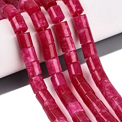 Cerise Dyed Natural White Jade Beads Strands, Column, Cerise, 8x8~10mm, Hole: 0.9~1.2mm, about 42~44pcs/strand, 14.37~15.35 inch(36.5~39cm)