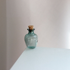 чирок Мини стеклянные украшения, пустые бутылки желаний, с пробками, аксессуары для кукольного домика с микро-ландшафтом, притворяясь опорными украшениями, зелено-синие, 20x27 мм