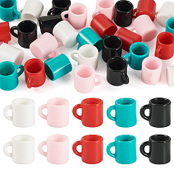 Mixed Color 30Pcs 5 Colors Resin Miniature Food Play Doll House Accessories Charm, Mug, Mixed Color, 15.5x22x17.5mm, Inner Diameter: 11.5mm, 6pcs/color