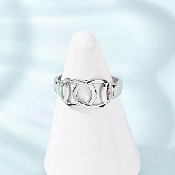Stainless Steel Color 304 Stainless Steel Cuff Open Rings, Oval, Stainless Steel Color, 9mm, Inner Diameter: 18mm