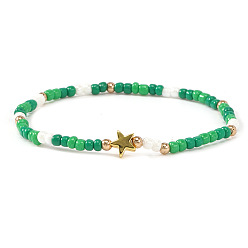 Разноцветный Эластичные браслеты из смолы и латунных бусин для женщин, звезда, красочный, 6.89 дюйм (17.5 см)