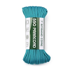 Cyan Foncé 550 Cordon de parachute en polyester paracorde, 7 cordon à âme multibrins, couleur unie, dark cyan, 4mm, environ 33.90 yards (31m)/paquet