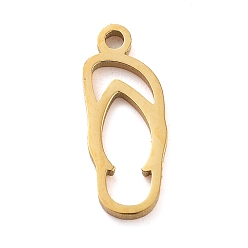 Настоящее золото 18K 304 подвески из нержавеющей стали, лазерная резка, тапочки-очарование, реальный 18 k позолоченный, 12x5x1 мм, отверстие : 1 мм
