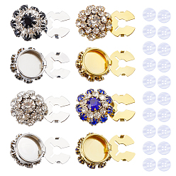 Mixed Color Rhinestone Cufflinks, with Plastic Buttons, Mixed Color, 21.5x15mm, Hole: 10x6mm