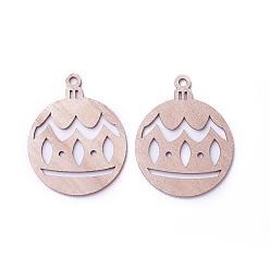 BurlyWood Undyed Wood Pendants, Christmas Bell, BurlyWood, 75x60x2.5mm, Hole: 5mm
