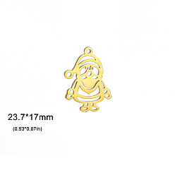 Santa Claus Рождественские подвески из нержавеющей стали, золотые, Дед Мороз, 23.7x17 мм