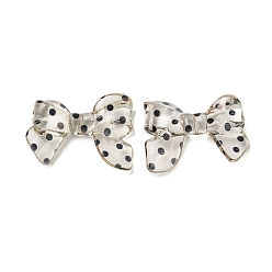 Черный Прозрачные акриловые шарики печатных, бантом, чёрные, 24x32.5x7 мм, отверстие : 1.5 мм