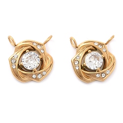 Прозрачный 304 из нержавеющей стали горный хрусталь подвески, ионное покрытие (ip), золотые чары, прозрачные, 13.5x12.5x3.5 мм, отверстие : 2.5 мм