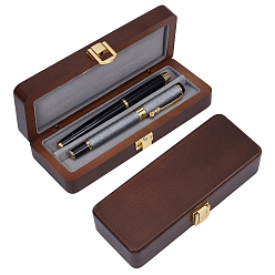 Кокосово-Коричневый Прямоугольный деревянный футляр для хранения ручек с крышкой, со сплавочной фурнитурой, кокосового коричневый, 7.5x17.9x4 см