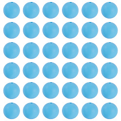 Темно-Голубой 50 шт. Экологически чистые силиконовые бусины пищевого качества, круглые, глубокое синее небо, 15 мм, отверстие : 2 мм