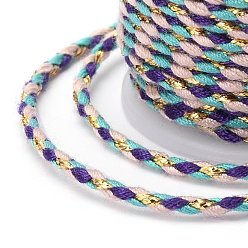 Фиолетовый 4-слойный поликоттоновый шнур, металлический шнур, веревка ручной работы макраме, для гобелена вешалка для растений, вязание ниток своими руками, фиолетовые, 1.5 мм, около 4.3 ярдов (4 м) / рулон