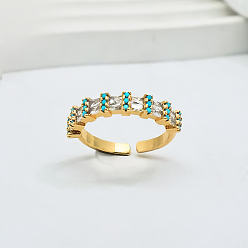 Настоящее золото 18K Регулируемые латунные кольца-манжеты с микропаве для женщин, реальный 18 k позолоченный, 16 mm ~ 20 mm