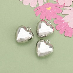 Платина Подвески из латуни в форме трехмерного сердца, без кадмия, без никеля и без свинца, платина, 21.5x20.5x10.5 мм, отверстие : 2.5 мм