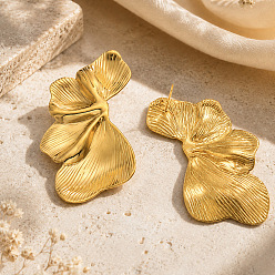 Oro 316 aretes quirúrgicos de acero inoxidable, flor, dorado, 64x29 mm