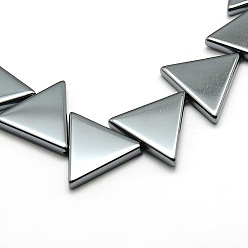 Немагнитные Гематит Немагнитная синтетический гематит треугольник бисер пряди, класс АА, 16x18x3 мм, отверстие : 1 мм, около 24 шт / нитка, 16 дюйм