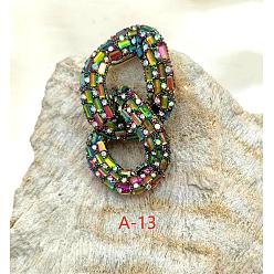 Разноцветный Серьги-гвоздики из сплава и стекла, овальные цепи бордюров, красочный, 60x35 мм