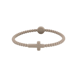 Серебро Детские силиконовые эластичные браслеты с крестом для девочек и мальчиков, серебряные, 6-7/8 дюйм (17.5 см)