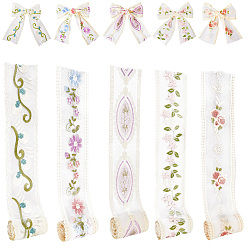 (52) Непрозрачная лаванда 10 ярдов 5 цветов поликоттоновая вышивка цветочная кружевная лента, аксессуары для одежды, разноцветные, 3-1/2 дюйм (90 мм), 2 ярдов / цвет