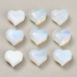 Opalite Opalite Beads, Heart, 13~14x14~15x8~9mm, Hole: 1.6~1.8mm