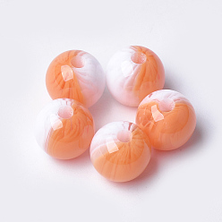 Coral Resin Beads, Round, Coral, 12x11.5mm, Hole: 2.5mm