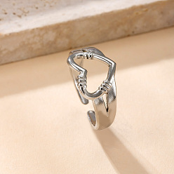 Сердце 304 из нержавеющей стали манжеты кольца, цвет нержавеющей стали, сердце, внутренний диаметр: регулируемый