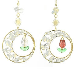 (52) Непрозрачная лаванда Украшения в форме кольца из опалитовой крошки и сплава, стеклянная цветочная кисточка для украшения дома, солнце, разноцветные, 220 мм