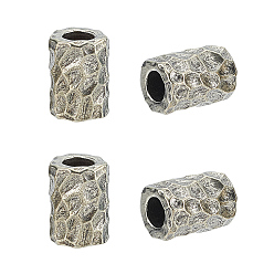 Antik Silber Farbe 4Stück Messing europäische Perlen, Großloch perlen, Kolumne, Antik Silber Farbe, 15x11 mm, Bohrung: 6 mm