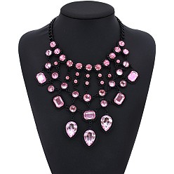 Роза Роскошные многослойные ожерелья в форме капли из сплава в стиле ретро для женщин, чёрные, роза, 16.93 дюйм (43 см)