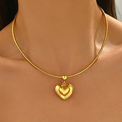 Золотой 201 Женские ожерелья с подвеской в форме сердца из нержавеющей стали, идеальный подарок, золотые, 17.91 дюйм (45.5 см)
